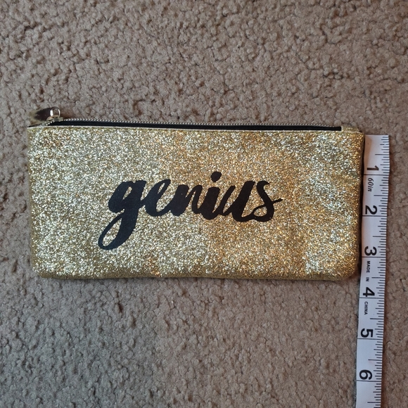 3/$15 - Glitter Zipper Makeup Bag, Gold - Picture 2 of 4